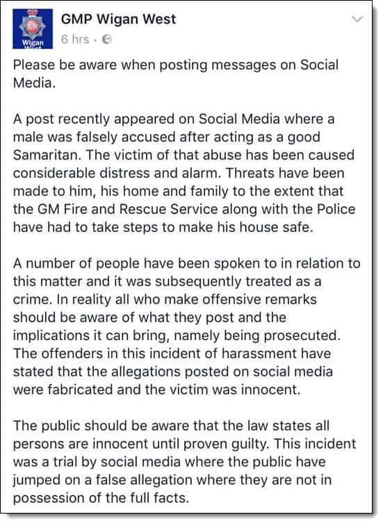 Facebook Fake Story Police Reaction
