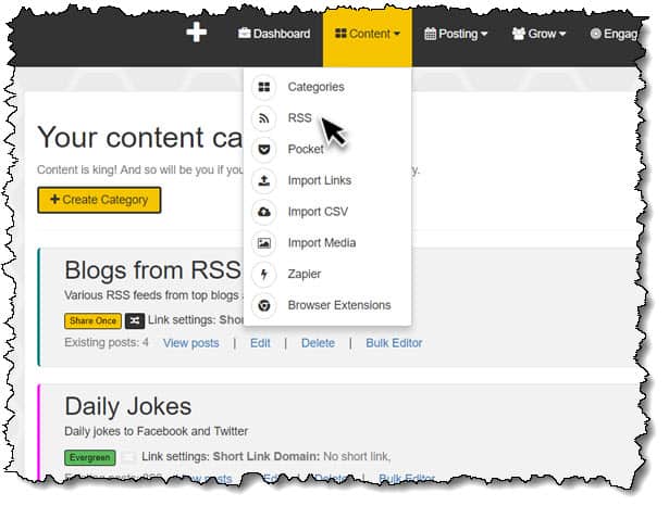 Social Bee also has an RSS feed facility