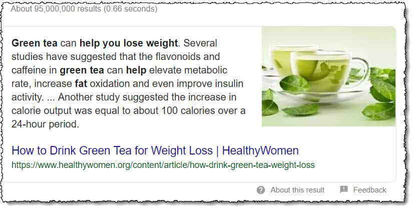 What Google says about green tea