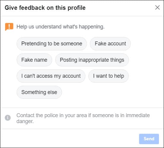 Report a Facebook Fake Profile