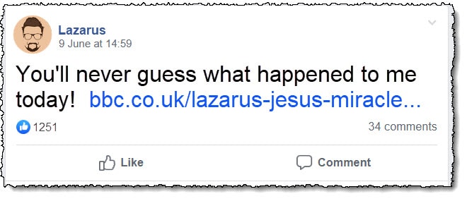 Lazarus and Jesus on Facebook