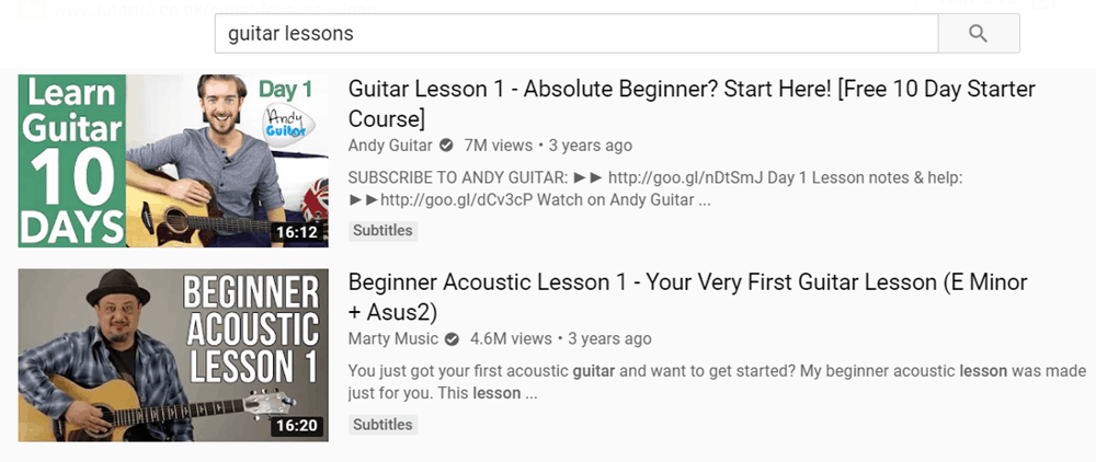 Free guitar lessons on YouTube
