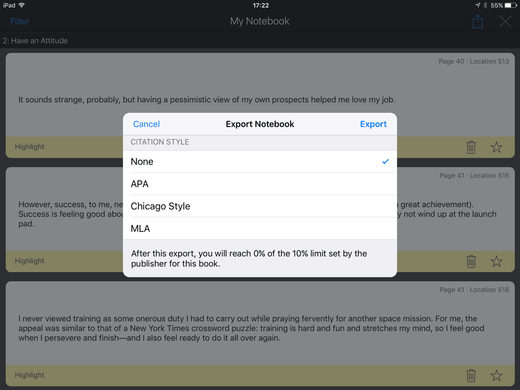 kindle book notes to evernote