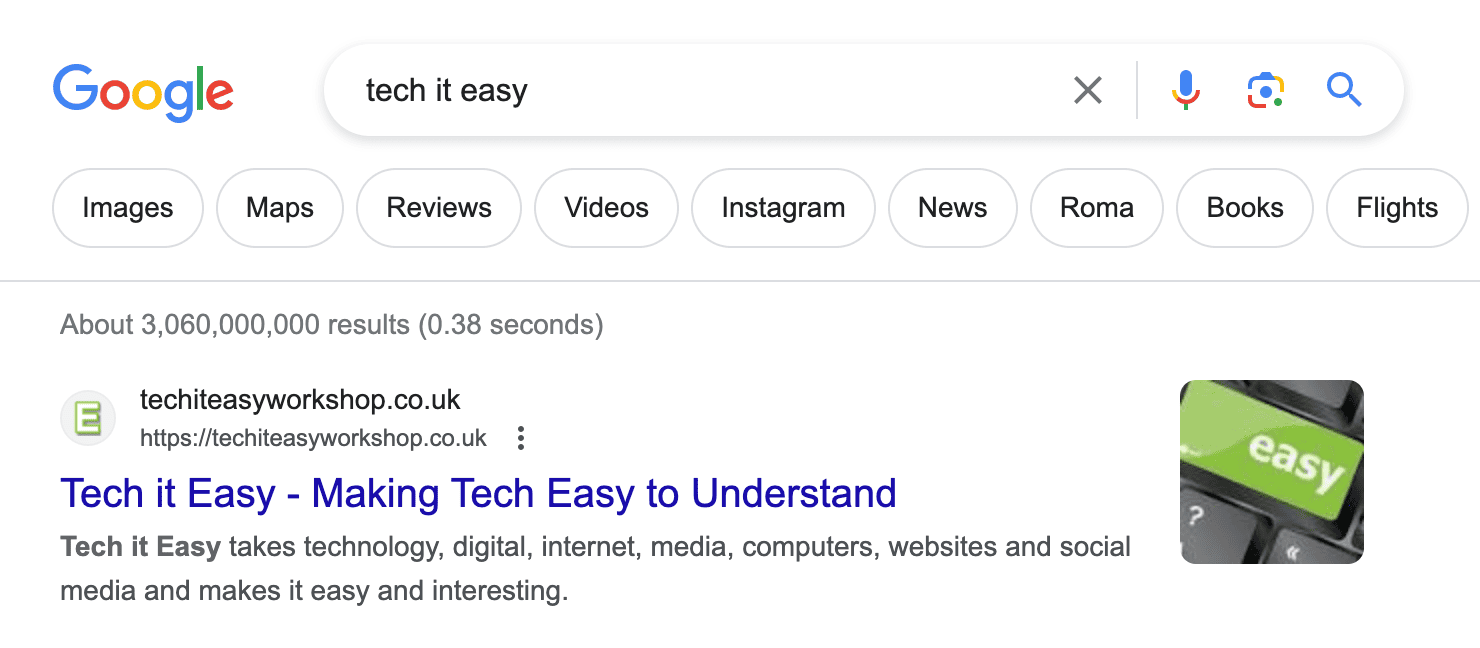 Tech it Easy Google search